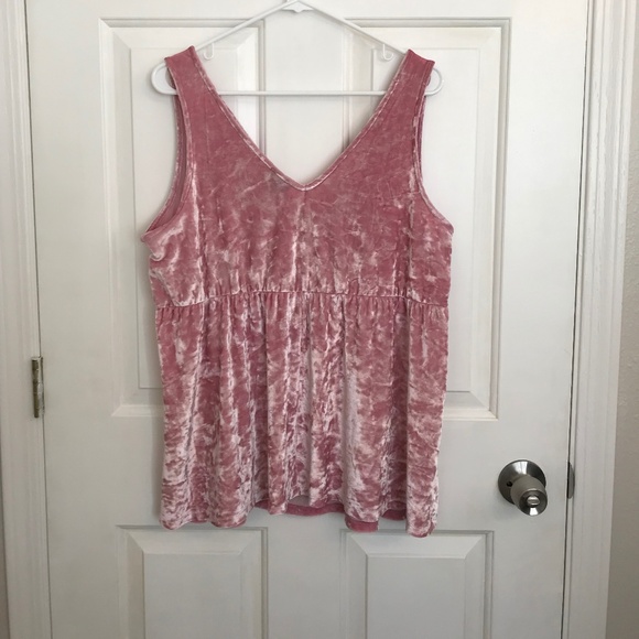 Torrid Holiday Babydoll Crushed Velvet Tank Top Plus Size 2 Pink - Picture 4 of 8